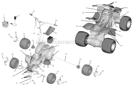 Page A Diagram and Parts List for H9800  Power Wheels Ride-On ATVs